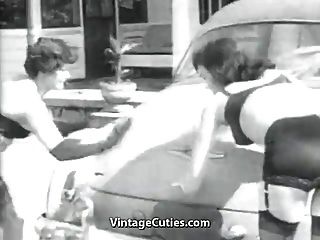 소녀와 그녀의 음란 애인 (1950 년대 빈티지)